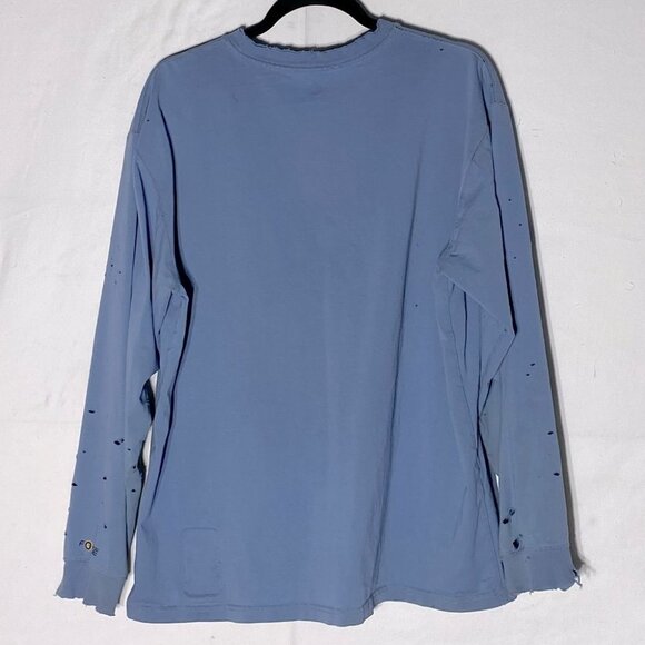 Carhartt Blue Distressed Destroyed Very Worn In Long Sleeve Crew Neck Shirt L - Picture 2 of 16